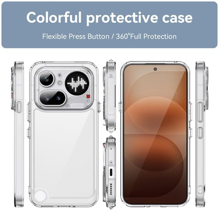 CaseOnn Nothing Phone (4a) Pro Kılıf Kamera Korumalı Darbe Emici Şeffaf Arka Kapak Tam Şeffaf