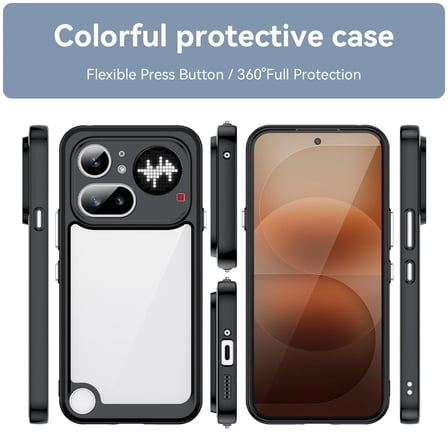 CaseOnn Nothing Phone (4a) Pro Kılıf Kamera Korumalı Darbe Emici Şeffaf Arka Kapak Siyah