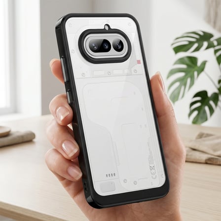 CaseOnn Nothing Phone (4a) Kılıf Kamera Korumalı Darbe Emici Şeffaf Arka Kapak Siyah