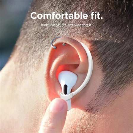 CaseOnn Apple AirPods 3. Nesil Kulak Üstü Kulaklık Tutucu Spor Kanca, Esnek Silikon Düşme Önleyici Askı Beyaz
