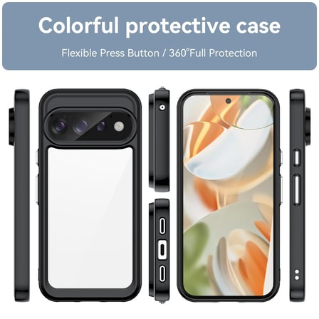 CaseOnn Google Pixel 11 Pro XL Kılıf Kamera Korumalı Darbe Emici Şeffaf Arka Kapak Siyah