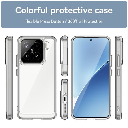 CaseOnn Xiaomi 15 Kılıf Kamera Korumalı Darbe Emici Şeffaf Arka Kapak Tam Şeffaf