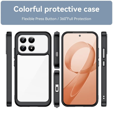CaseOnn Xiaomi Redmi K90 Kılıf Kamera Korumalı Darbe Emici Şeffaf Arka Kapak Siyah