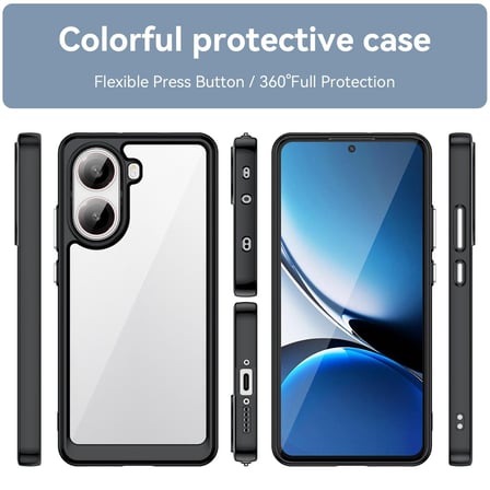 CaseOnn Xiaomi Poco X7 Pro Kılıf Kamera Korumalı Darbe Emici Şeffaf Arka Kapak Siyah