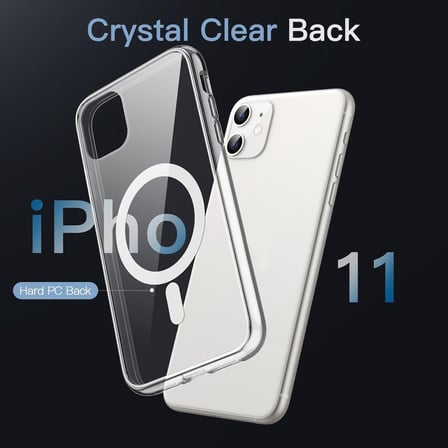 CaseOnn Apple iPhone 11 Kılıf MagSafe Özellikli Sararmaz Kristal Sert Kapak Şeffaf