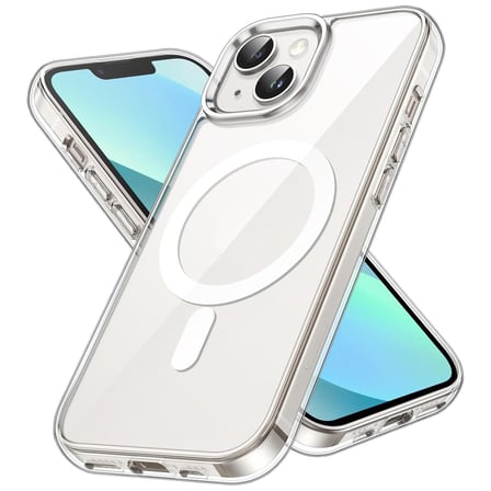 CaseOnn Apple iPhone 13 Kılıf MagSafe Özellikli Sararmaz Kristal Sert Kapak Şeffaf
