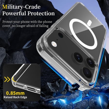 CaseOnn Apple iPhone 13 Kılıf MagSafe Özellikli Sararmaz Kristal Sert Kapak Şeffaf