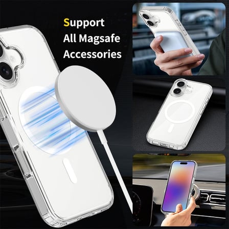 CaseOnn Apple iPhone 13 Kılıf MagSafe Özellikli Sararmaz Kristal Sert Kapak Şeffaf