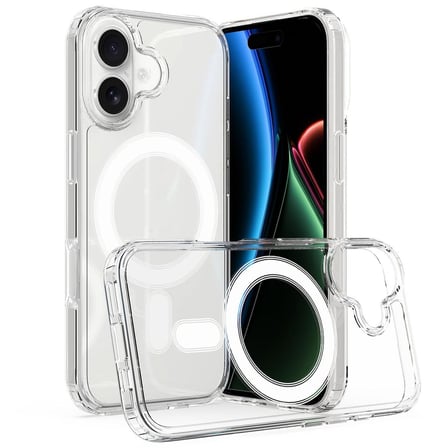 CaseOnn Apple iPhone 16 Kılıf MagSafe Özellikli Sararmaz Kristal Sert Kapak Şeffaf