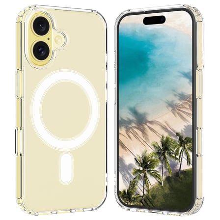 CaseOnn Apple iPhone 16 Kılıf MagSafe Özellikli Sararmaz Kristal Sert Kapak Şeffaf