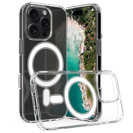 CaseOnn Apple iPhone 16 Pro Max Kılıf MagSafe Özellikli Sararmaz Kristal Sert Kapak Şeffaf