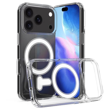CaseOnn Apple iPhone 17 Pro Kılıf MagSafe Özellikli Sararmaz Kristal Sert Kapak Şeffaf