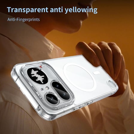 CaseOnn Nothing Phone (4a) Pro Kılıf MagSafe Özellikli Sararmaz Kristal Sert Kapak Şeffaf