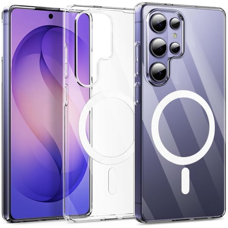 CaseOnn Samsung Galaxy S26 Ultra Kılıf MagSafe Özellikli Sararmaz Kristal Sert Kapak Şeffaf