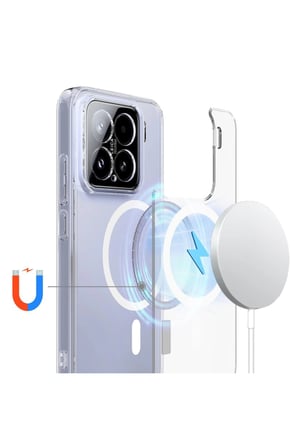 CaseOnn Xiaomi 15 Pro Kılıf MagSafe Özellikli Sararmaz Kristal Sert Kapak Şeffaf