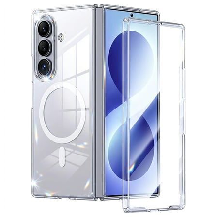 CaseOnn Samsung Galaxy Z Fold 8 Ultra Kılıf MagSafe Özellikli Sararmaz Kristal Sert Kapak Şeffaf