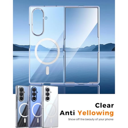CaseOnn Samsung Galaxy Z Fold 8 Ultra Kılıf MagSafe Özellikli Sararmaz Kristal Sert Kapak Şeffaf