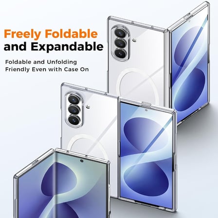 CaseOnn Samsung Galaxy Z Fold 8 Ultra Kılıf MagSafe Özellikli Sararmaz Kristal Sert Kapak Şeffaf