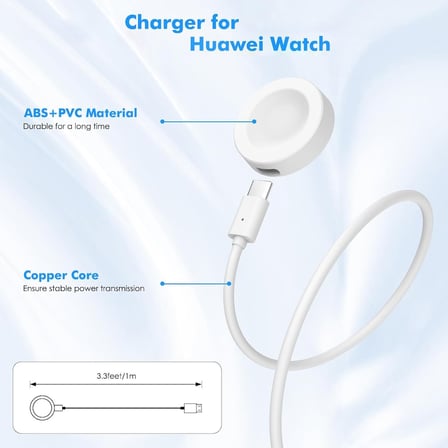 CaseOnn Huawei Watch Fit 5 Pro Manyetik USB Hızlı Şarj Kablosu Beyaz