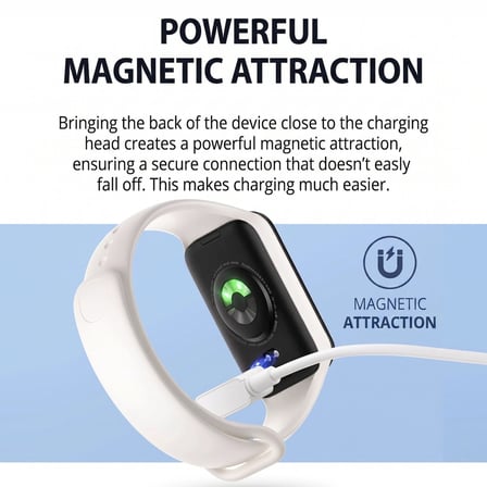 CaseOnn Xiaomi Smart Band 8 Manyetik USB Hızlı Şarj Kablosu Beyaz