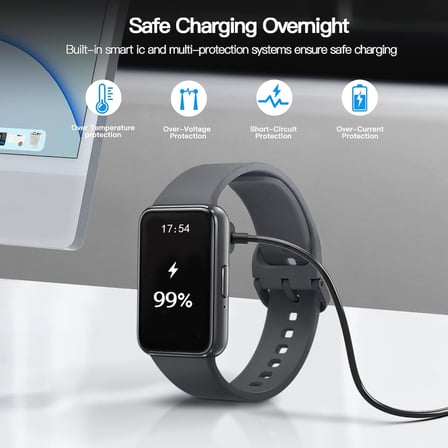 CaseOnn Samsung Galaxy Watch Fit 3 Manyetik Type-C Hızlı Şarj Kablosu Siyah