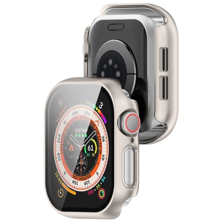 CaseOnn Apple Watch Series 7 41mm Kılıf Tam Korumalı Ekran Koruyuculu Sert Bumper Kasa Starlight