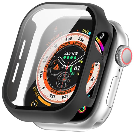 CaseOnn Apple Uyumlu Watch Series 7 45mm Kılıf Tam Korumalı Ekran Koruyuculu Sert Bumper Kasa Siyah