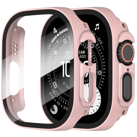 CaseOnn Apple Watch Ultra 3 49mm Kılıf Tam Korumalı Ekran Koruyuculu Sert Bumper Kasa Rose Gold