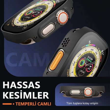 CaseOnn Apple Watch Ultra 3 49mm Kılıf Tam Korumalı Ekran Koruyuculu Sert Bumper Kasa Rose Gold