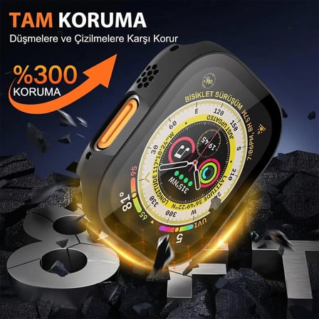 CaseOnn Apple Watch Ultra 3 49mm Kılıf Tam Korumalı Ekran Koruyuculu Sert Bumper Kasa Rose Gold