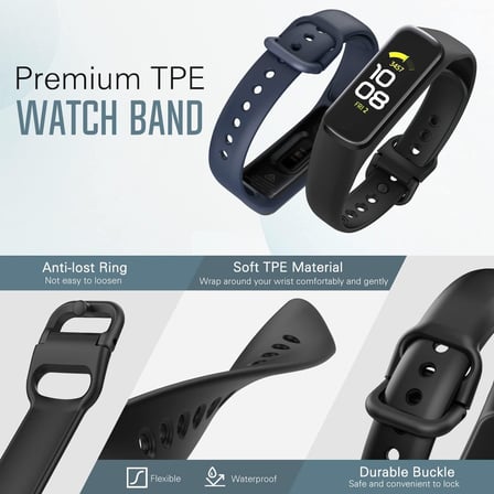 CaseOnn Samsung Galaxy Fit E Kordon (SM-R375) Tam Korumalı Spor Silikon Kayış Lacivert
