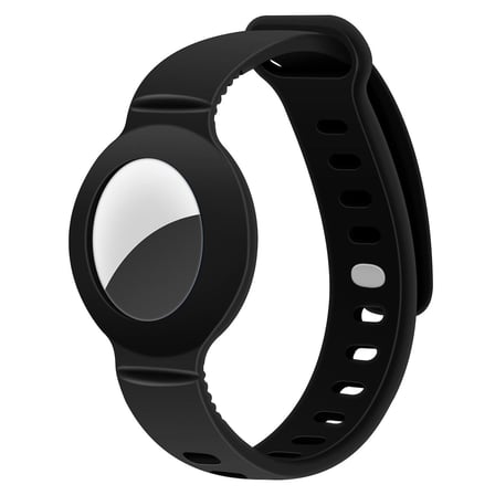 CaseOnn Apple AirTag Kordon Nefes Alabilen Silikon Bileklik Siyah