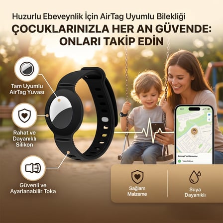CaseOnn Apple AirTag Kordon Nefes Alabilen Silikon Bileklik Bordo