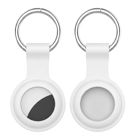 CaseOnn Apple AirTag Kılıf Metal Halkalı Anahtarlıklı Silikon Beyaz
