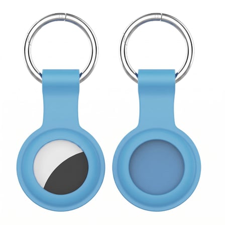 CaseOnn Apple AirTag Kılıf Metal Halkalı Anahtarlıklı Silikon Mavi