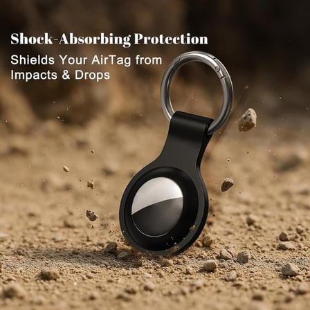 CaseOnn Apple AirTag Kılıf Metal Halkalı Anahtarlıklı Silikon Haki