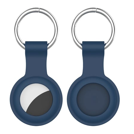 CaseOnn Apple AirTag Kılıf Metal Halkalı Anahtarlıklı Silikon Lacivert
