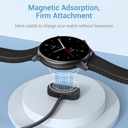 CaseOnn Amazfit GTR 2 Manyetik USB Hızlı Şarj Kablosu Siyah