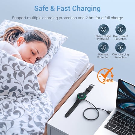 CaseOnn Amazfit Bip 3 Manyetik USB Hızlı Şarj Kablosu Siyah