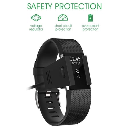 CaseOnn Fitbit Charge 2 Manyetik USB Hızlı Şarj Kablosu Siyah