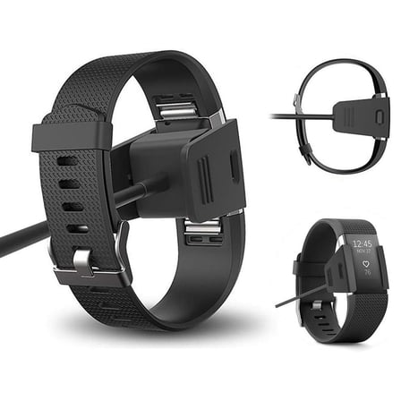 CaseOnn Fitbit Charge 2 Manyetik USB Hızlı Şarj Kablosu Siyah