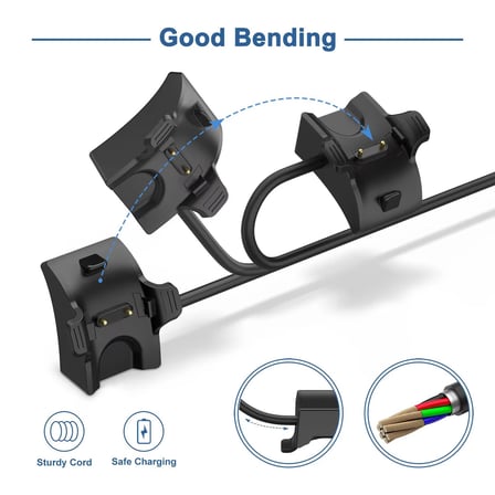 CaseOnn Honor Band 5 Manyetik USB Hızlı Şarj Kablosu Siyah