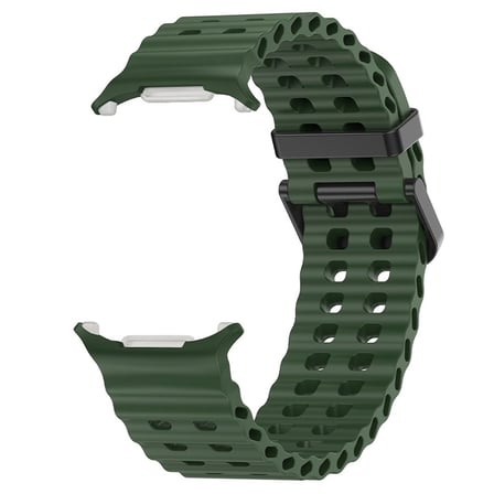 CaseOnn Samsung Galaxy Watch Ultra 47mm Kordon Suya Dayanıklı Çift Delikli Silikon Kayış Koyu Yeşil