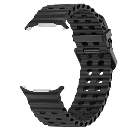 CaseOnn Samsung Galaxy Watch Ultra 47mm Kordon Suya Dayanıklı Çift Delikli Silikon Kayış Siyah