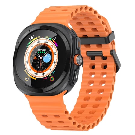 CaseOnn Samsung Galaxy Watch Ultra 47mm Kordon Suya Dayanıklı Çift Delikli Silikon Kayış Turuncu