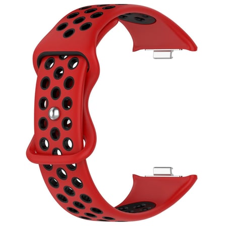 CaseOnn Xiaomi Redmi Watch 5 Kordon Çift Renkli Delikli Spor Silikon Kayış Kırmızı Siyah