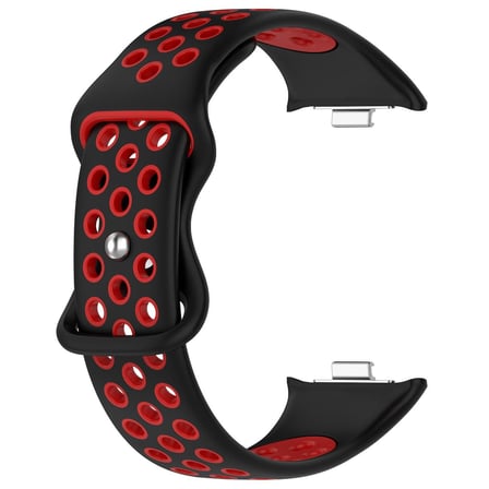 CaseOnn Xiaomi Smart Band 10 Pro Kordon Çift Renkli Delikli Spor Silikon Kayış Siyah Kırmızı