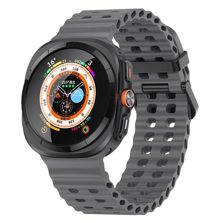 CaseOnn Samsung Galaxy Watch Ultra 2 Kordon Suya Dayanıklı Çift Delikli Silikon Kayış Koyu Gri