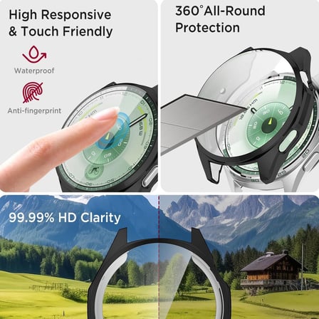 CaseOnn Huawei Watch GT 6 46mm Kılıf Ekran Korumalı 360 Tam Koruma Siyah