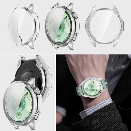 CaseOnn Huawei Watch GT 6 46mm Kılıf Ekran Korumalı 360 Tam Koruma Gümüş